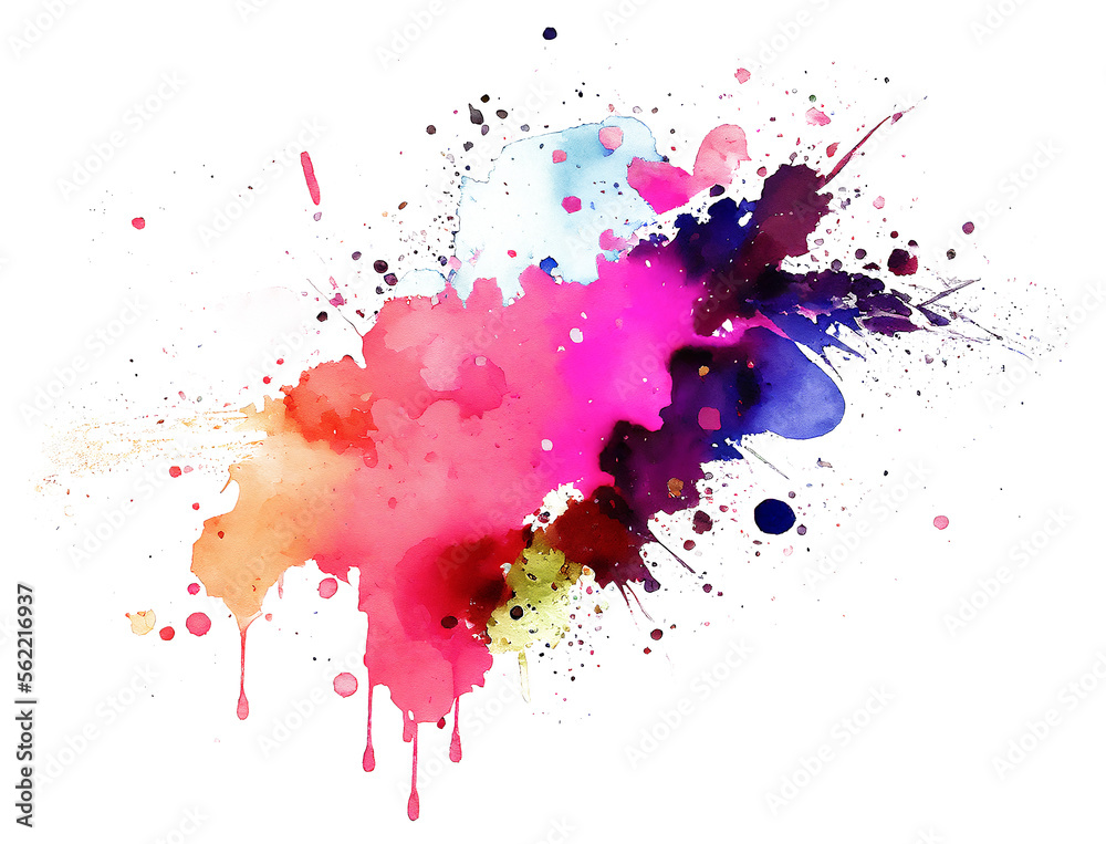 Watercolor blot of paint splatter. Generative AI