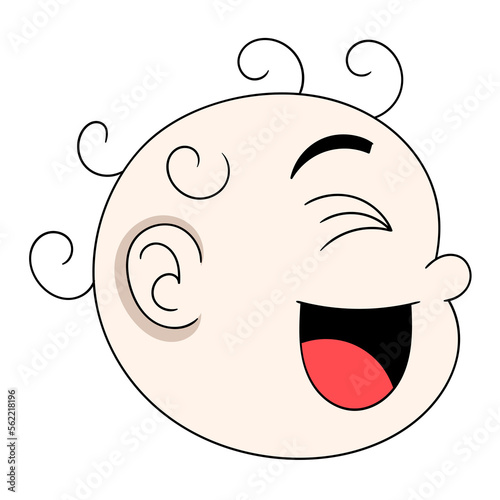 the head of the baby boy was laughing out loud with joy