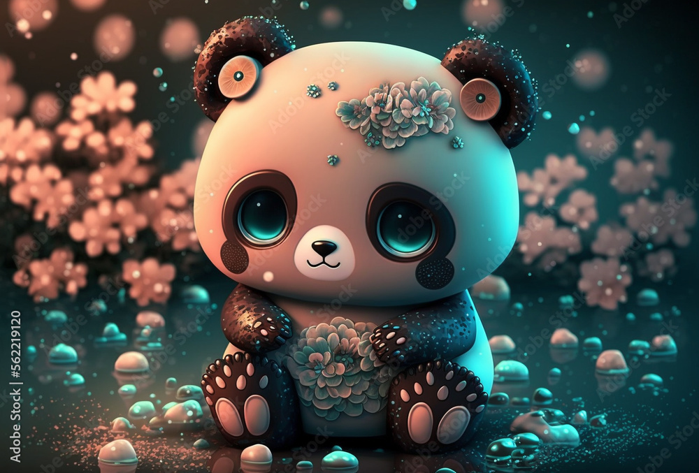 Kawaii panda, anime panda Stock Illustration