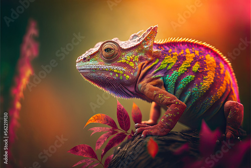 Obraz na płótnie chameleon on a tree branch