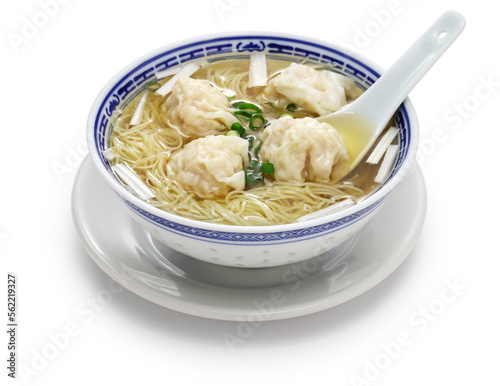 Принти на полотні Hong Kong Style Wonton Noodle soup isolated on white background