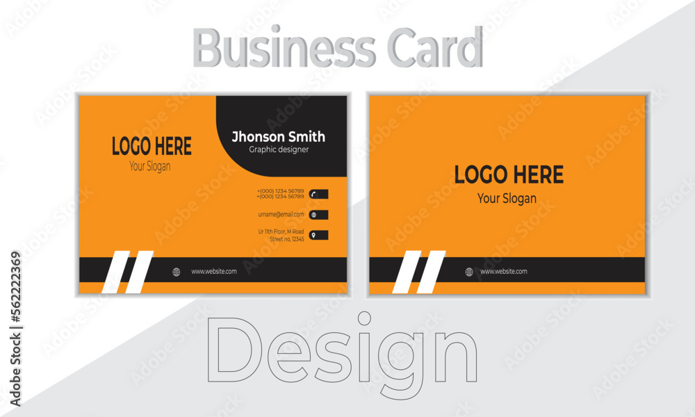 Obraz premium Black and orange simple corporate business card design 
