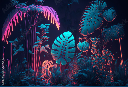 Ai-Generated Abstract Neon Render: A Futuristic Vibrant Visual Artwork in 8K HD (AI)