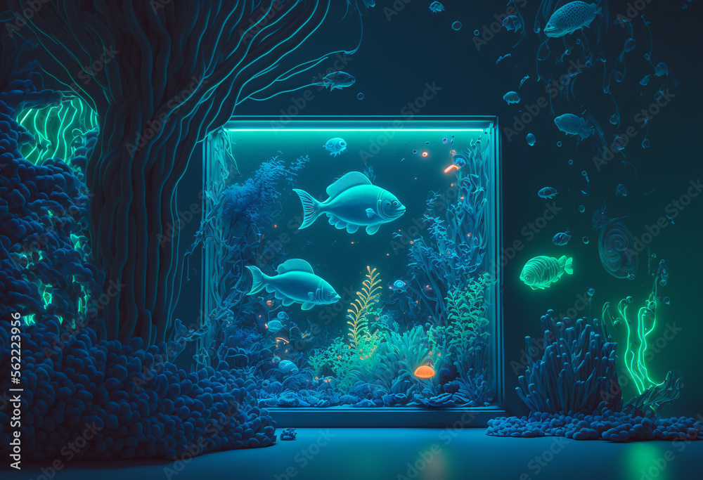 NeonIllusionary AIGenerated 8K Render A Surreal Submarine Fantasy in