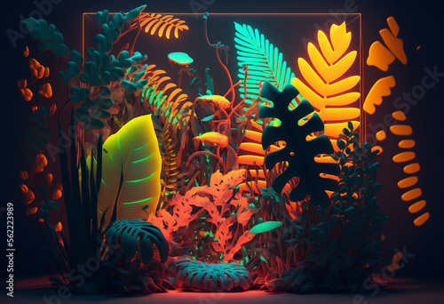 Ai-Generated Abstract Neon Jungle: An 8K Render of a Futuristic, Colorful, and Surrealistic Landscape