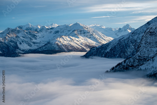 Mountain tops emerging above the clouds