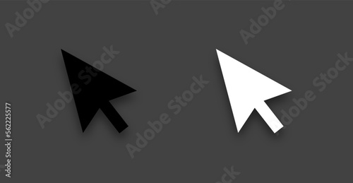 Arrow, Cursor Icons set. Black and white, dark and light mode point, control objects with shadow. (Editable Vector)