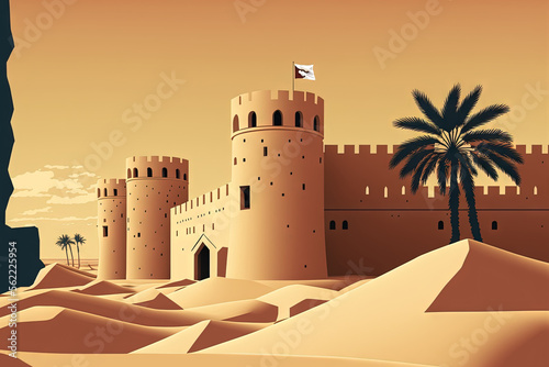 Zubarah Fort (Al Zubara) in Qatar's north eastern deserts, Middle East. Generative AI photo