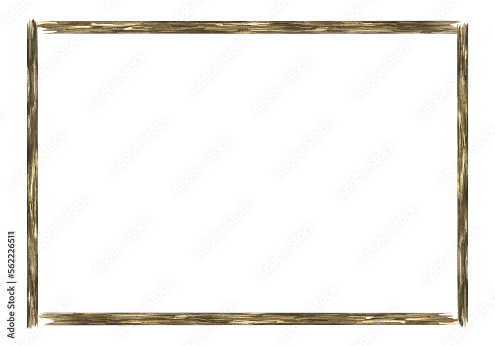 Wooden frame. Plank boards. Watercolor drawing. Photo frame design isolated on background. Background for presentations Wooden frame. Plank boards. Watercolor drawing. Photo frame design isolated on background. Background for presentations