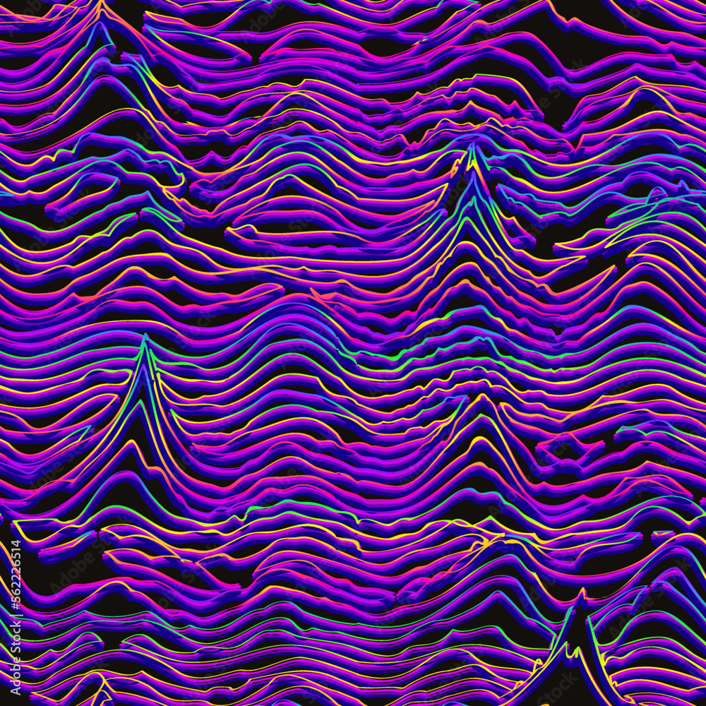 Obraz premium Neon grunge waves. Seamless texture