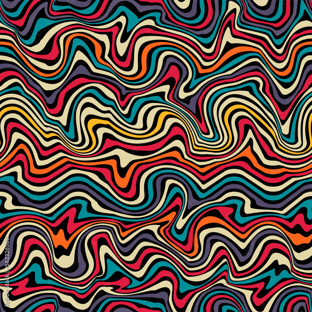 Obraz premium Retro colorful waves. Seamless pattern