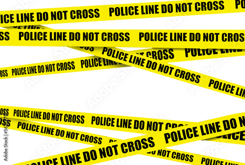 Yellow crime scene tape is seen Fototapeta