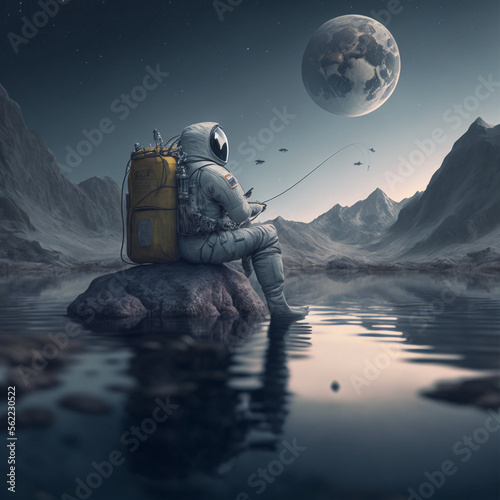 Exploring the Astronomical Adventures of an AI-Generated Astronaut on the Moon photo
