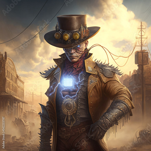 Photographie cowboy with a sword