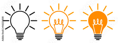 Set bulb icon, idea concept, creative bulb sign, innovations – stock vector
