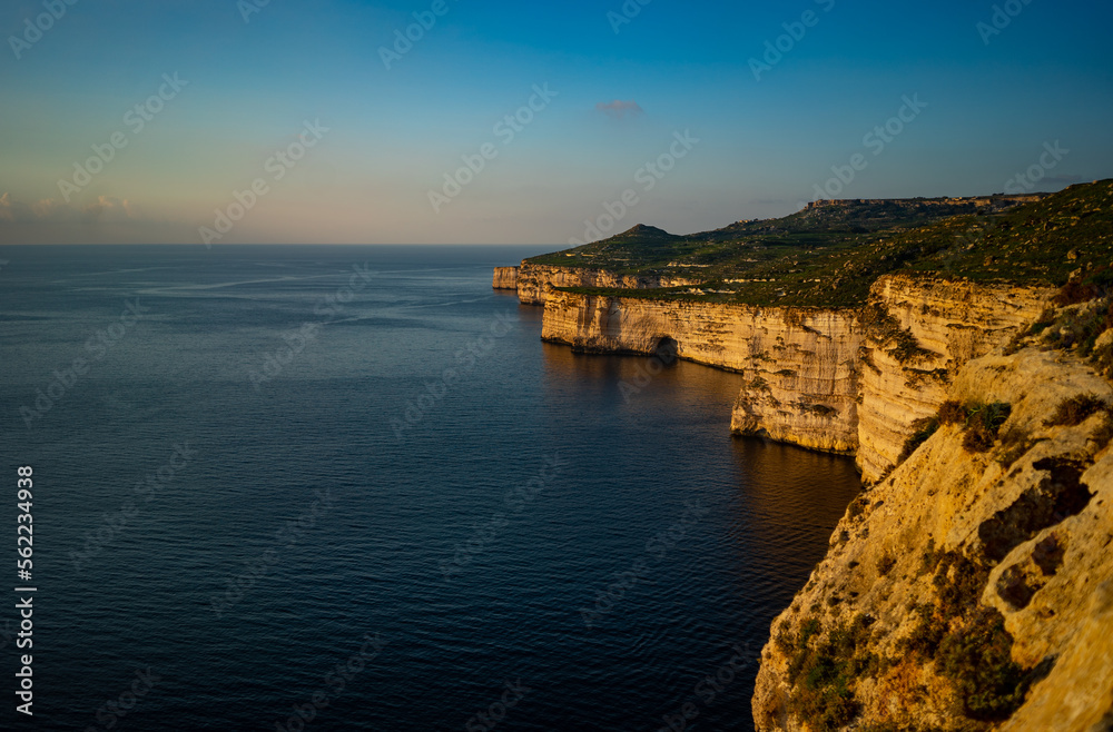 beautifull cliffs in Malta, sunset time