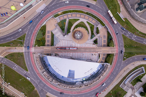 Katowice, Poland. The most characteristic objects in the city in Silesia. Famous buildings, architecture and objects in Katowice in beautiful summer weather.