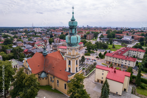 Tychy from a bird's eye view on a beautiful sunny day. The most popular places, buildings, architecture and objects in the city in the Silesian Voivodeship.