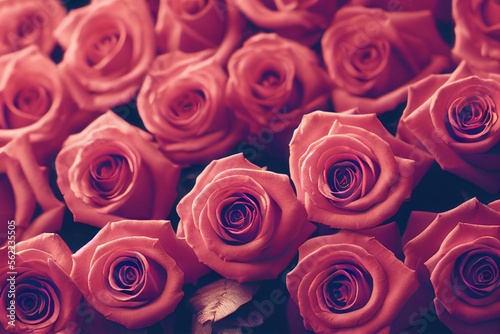 a bunch of roses filling the image made with generative AI