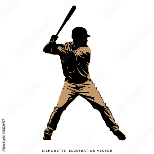 silhouette of a person playing baseball vector illustration photo