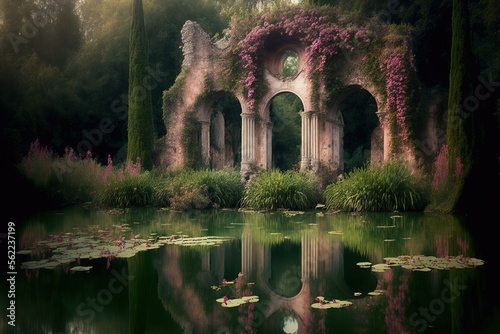 Ninfa is Europe's most beautiful garden for lovers. Generative AI