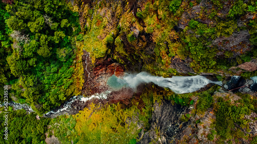 Drone Aerial of Cascade Pool At Bottom of Devil's Punchbowl Falls in New Zealand 4 photo