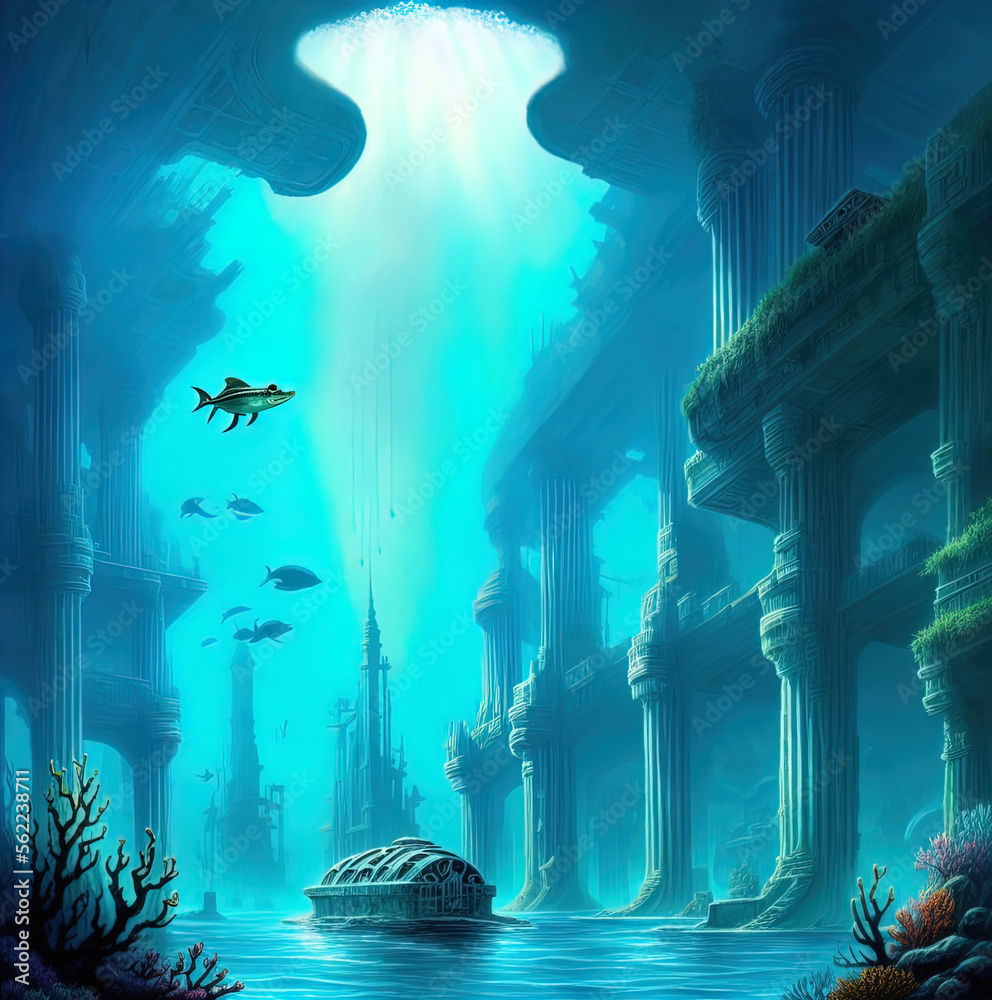 A fantasy underwater city.	