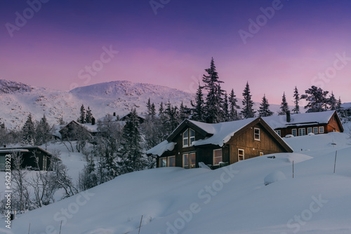 Log Cabin in mountains at winter © MelaniePhotos