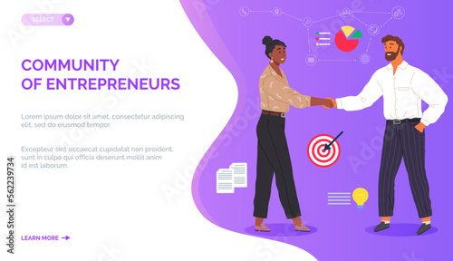 Community of enterpreneurs concept. Idea of lucrative business strategy and achievement. Target to success and profit increasing. Business fellowship unites many companies support and joint solutions