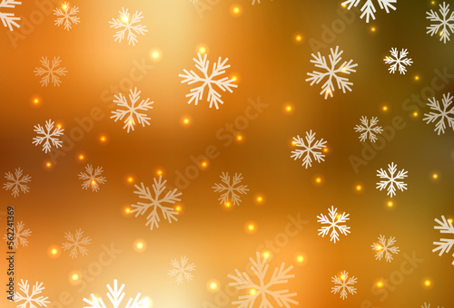 Light Orange vector background with beautiful snowflakes, stars. © smaria2015