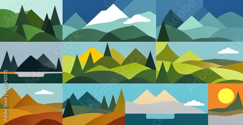 trees and mountains landscapes