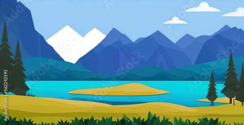 landscape with lake and mountains