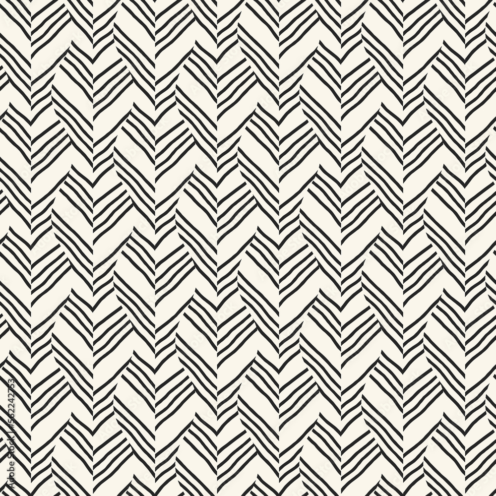 Monochrome Contour Textured Optical Herringbone Pattern