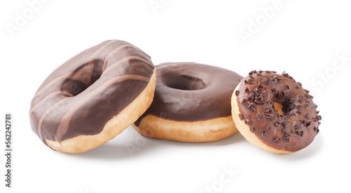 Tasty chocolate donuts isolated on white background
