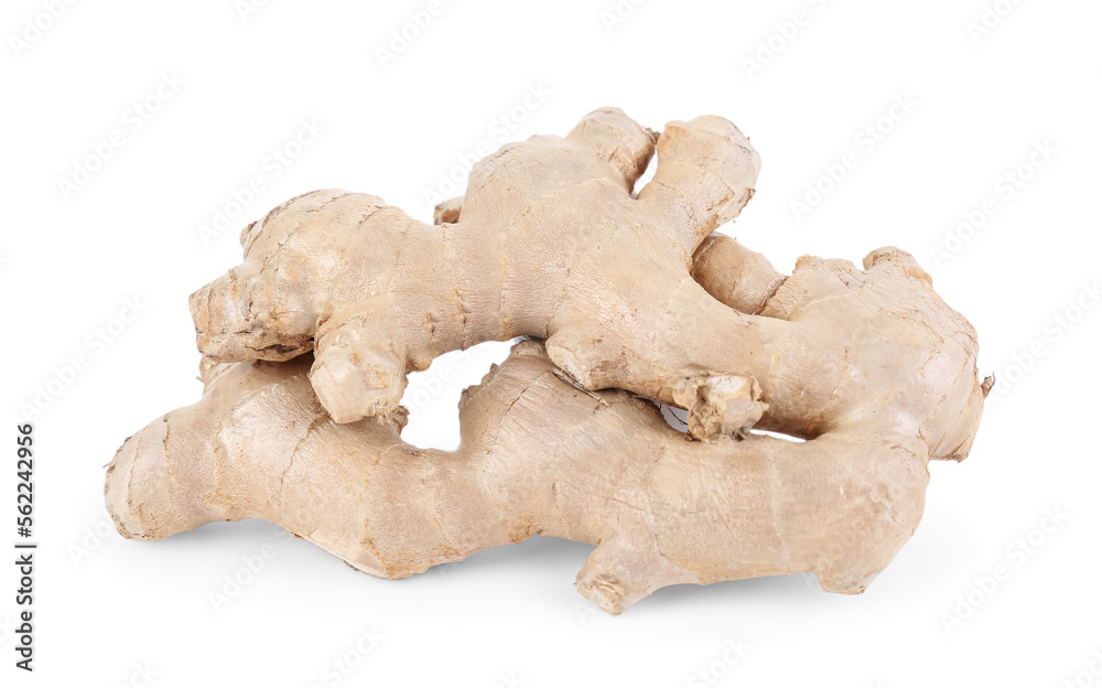 Fresh ginger roots on white background Fresh ginger roots on white background