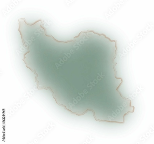 map of iran, green brown illustration
