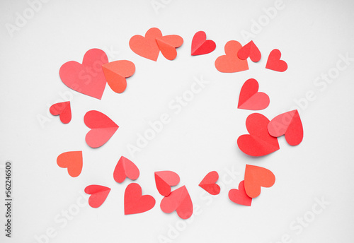 Frame made of red paper hea...