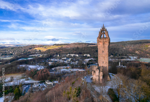 Fényképezés Scotland, monument to William Wallace in the city of Stirling, view from above