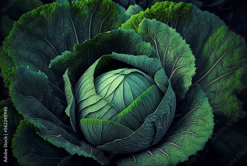 Obraz premium close up illustration of a head of lettuce. generative AI