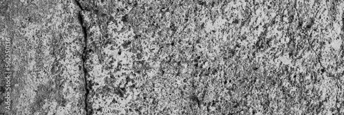 Texture of an old cracked concrete wall. Rough gray concrete surface. The gap between the reinforced concrete slabs. Wide panoramic background for design. © Andrei Stepanov