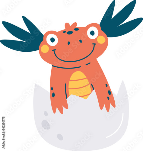 Cute lizard hatched from egg flat icon
