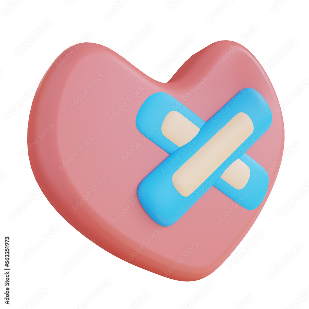 3d illustration of heart first aid