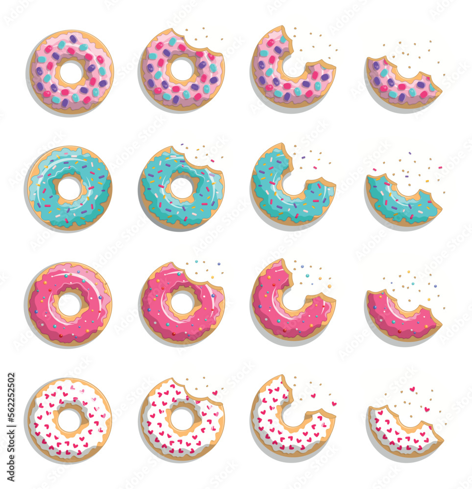 Fotografie Set of bitten donuts