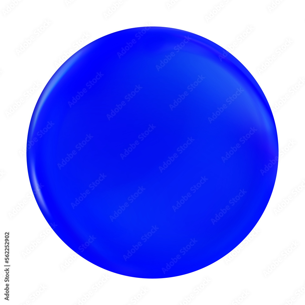Realistic round blue plate isolated. Cyan circle frame. Metal painted or plastic mockup. png