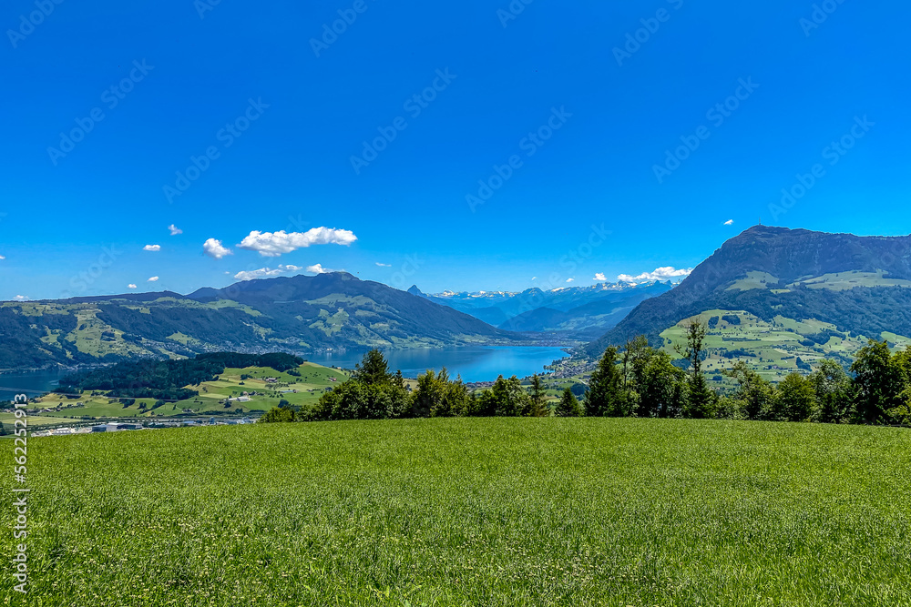 Fototapeta premium Panoramic View Of Lake Zug - Root, Switzerland