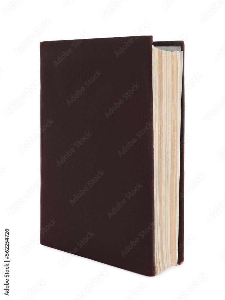 One old hardcover book isolated on white One old hardcover book isolated on white