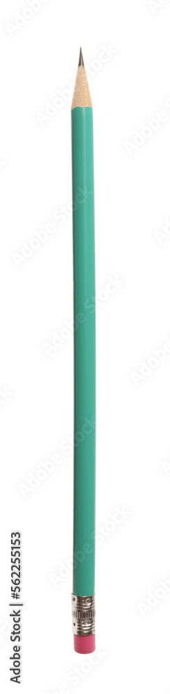 Graphite pencil with eraser isolated on white. School stationery Graphite pencil with eraser isolated on white. School stationery