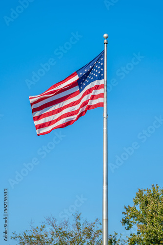 A flag waving along the stadium of Little Rock, Arkansas