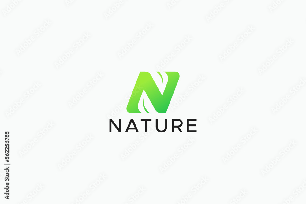Letter N Green Fresh Nature Leaf Logo Letter N Green Fresh Nature Leaf Logo