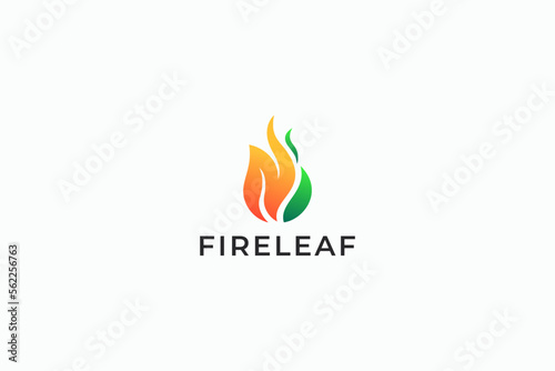 Flame and Leaf Combination Abstract Shape Logo Concept